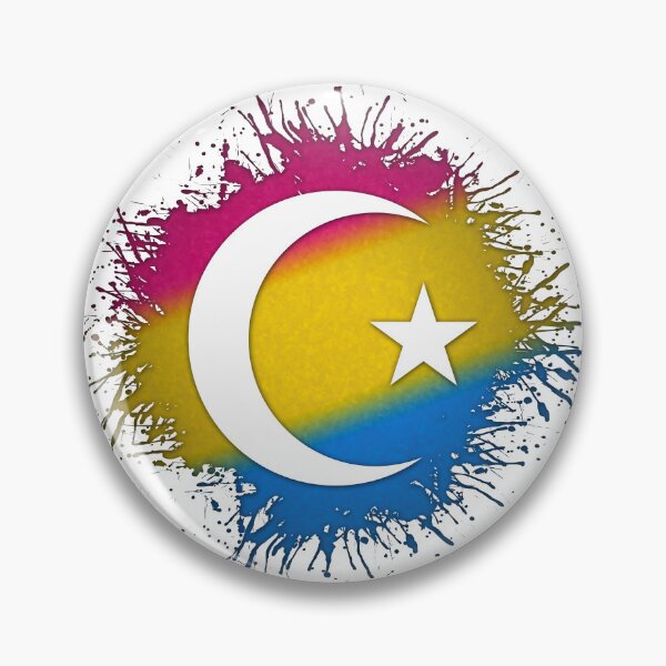 Item preview, Paint Splatter Pansexual Pride Flag Star and Crescent Symbol designed and sold by LiveLoudGraphic.
