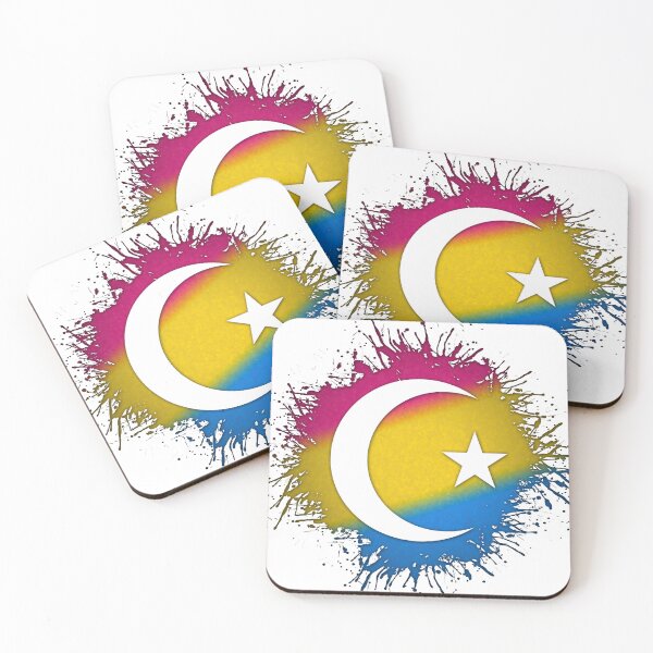 Item preview, Paint Splatter Pansexual Pride Flag Star and Crescent Symbol designed and sold by LiveLoudGraphic.