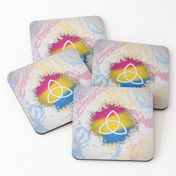 Item preview, Paint Splatter Pansexual Pride Flag Triquetra Symbol designed and sold by LiveLoudGraphic.
