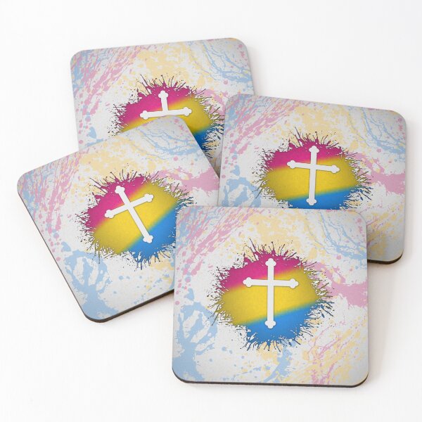 Item preview, Paint Splatter Pansexual Pride Christian Cross Symbol designed and sold by LiveLoudGraphic.
