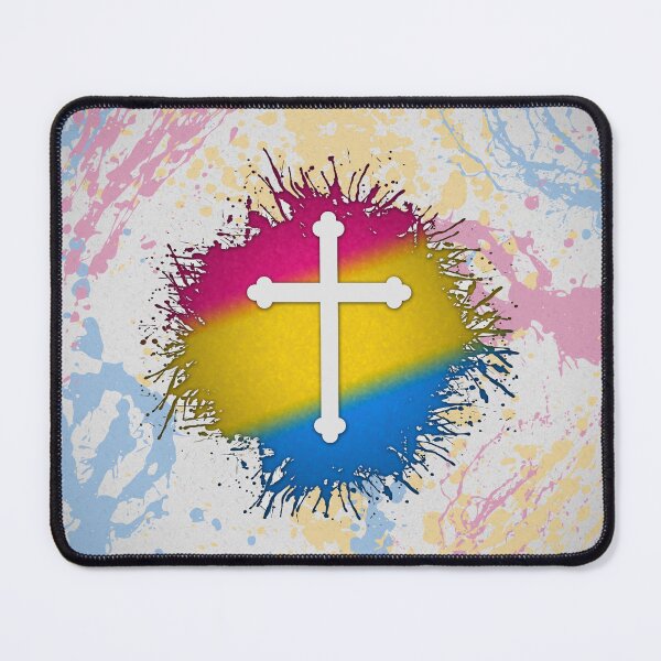 Item preview, Paint Splatter Pansexual Pride Christian Cross Symbol designed and sold by LiveLoudGraphic.