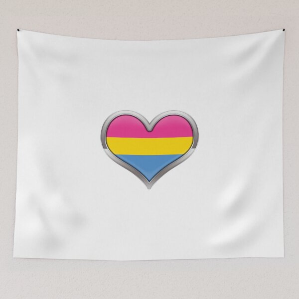 Item preview, Large Pansexual Pride Flag Colored Heart with Chrome Frame. designed and sold by LiveLoudGraphic.