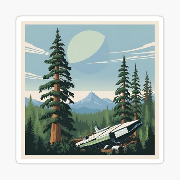 Vista previa del artículo con la obra «Visita Endor: póster vintage de ciencia ficción», diseñado y vendido por JaksaDesignHub.
