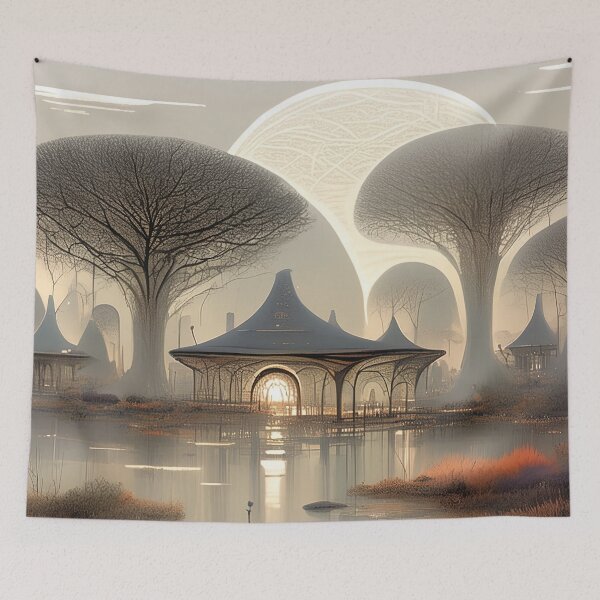Item preview, Ethereal Canopy: The Whispering Pavilion in Moonlit Stillness designed and sold by bloorose.