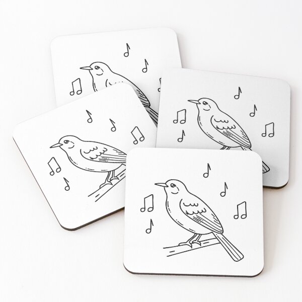Item preview, A mockingbird mid song, with musical notes around it designed and sold by rasagamastore.