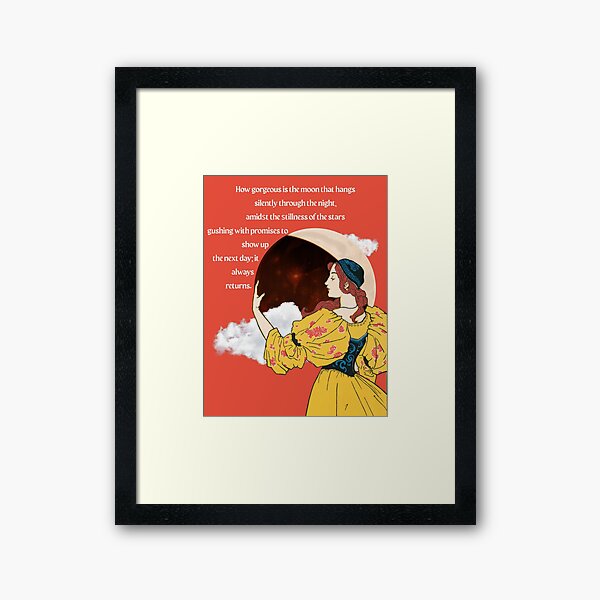 Item preview, La Lune - art illustration with poetry designed and sold by The Poetryhood.