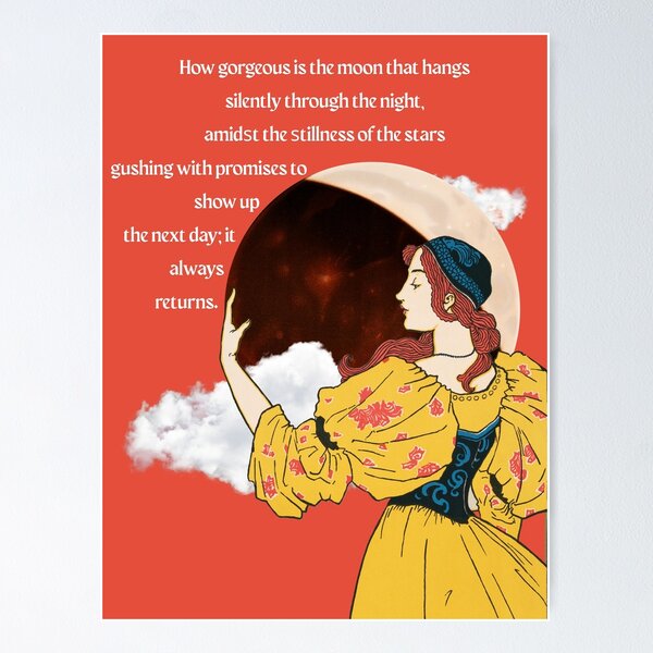 Item preview, La Lune - art illustration with poetry designed and sold by The Poetryhood.