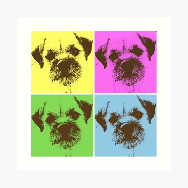 Border Terrier Gifts for Dog Lovers Andy Warhol Inspired Neon Pink, Yellow, Green, Blue Art Print