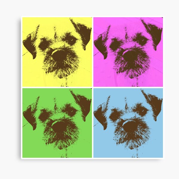 Border Terrier Gifts for Dog Lovers Andy Warhol Inspired Neon Pink, Yellow, Green, Blue Canvas Print