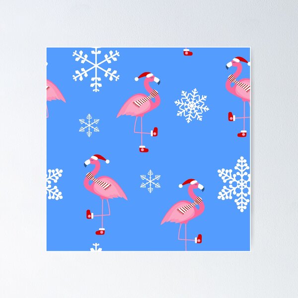 Item preview, blue christmas santa claus flamingo  designed and sold by Gossip Rag.