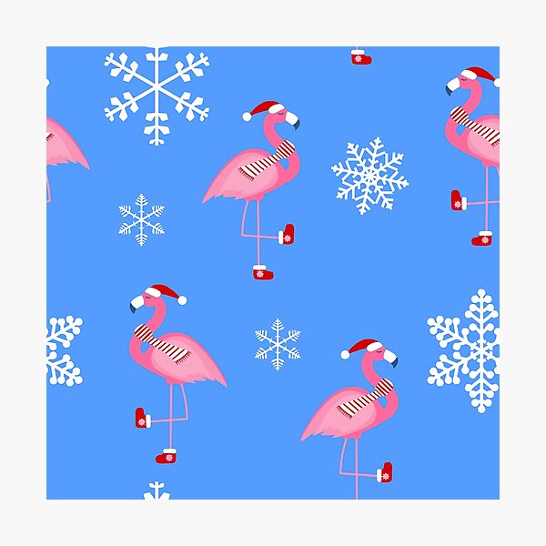 Item preview, blue christmas santa claus flamingo  designed and sold by Gossip Rag.