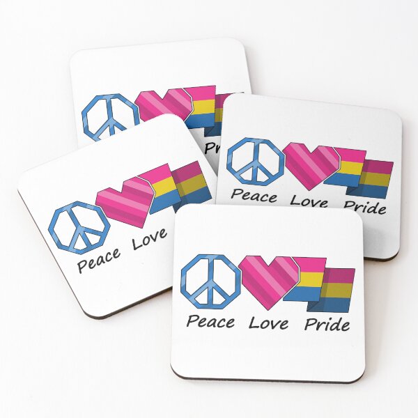 Item preview, Peace, Love, and Pride design in Pansexual pride flag colors designed and sold by LiveLoudGraphic.