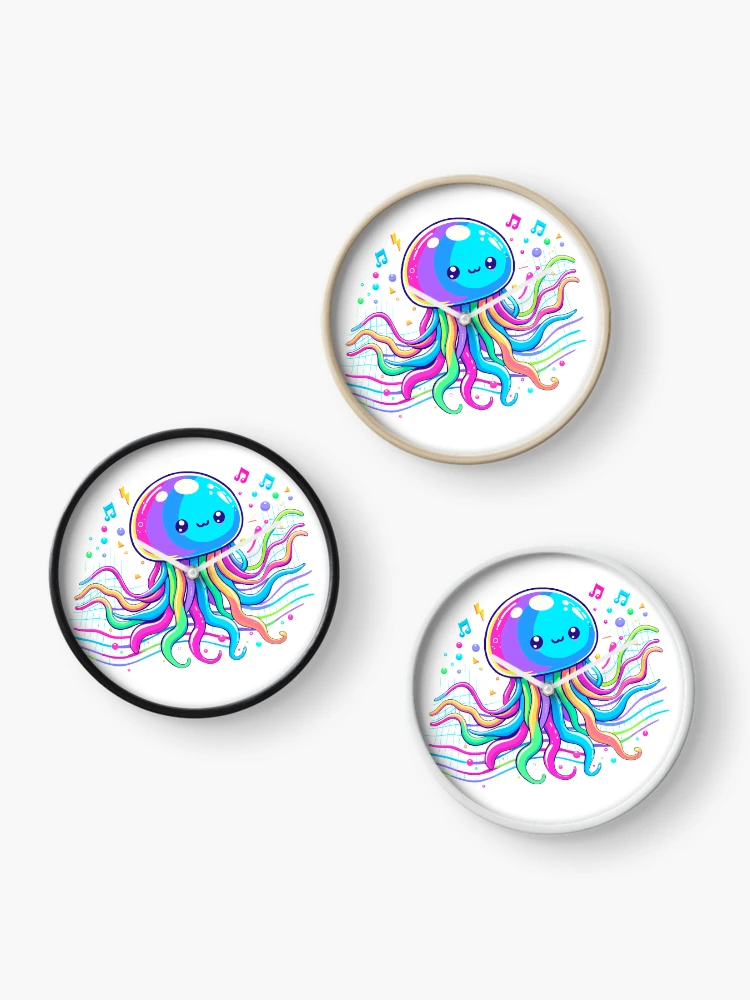 Thumbnail 3 of 4, Clock, Rhythmic Jellyfish designed and sold by Rees-Realm.