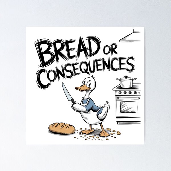 Item preview, Bread or Consequences – Funny Duck Chef Design designed and sold by KateVil.