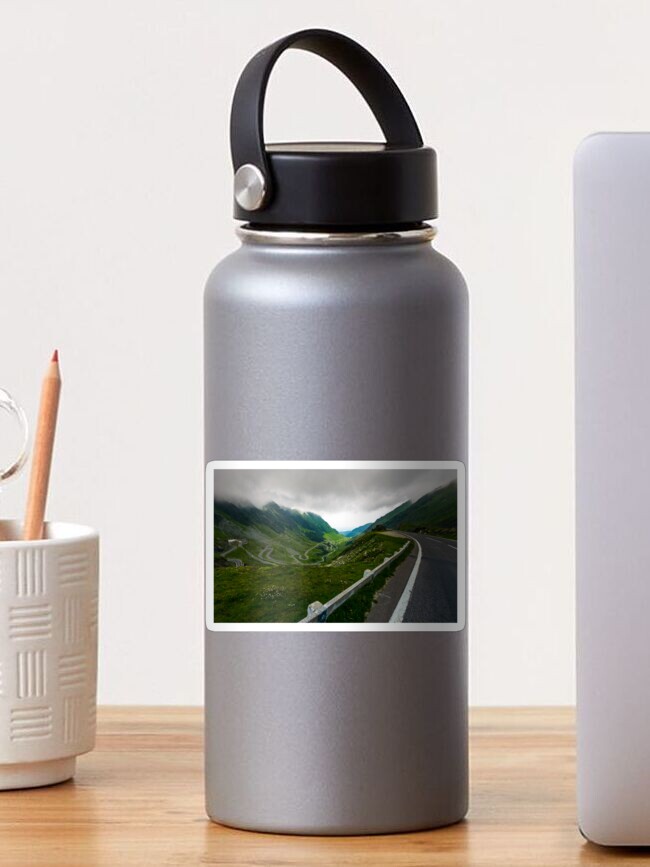 Thumbnail 1 of 3, Sticker, Transfagarasan road in stormy weather designed and sold by mike-pellinni.