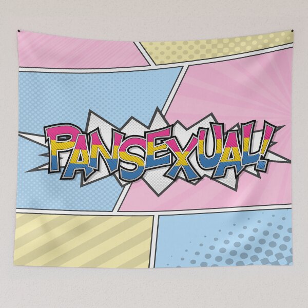 Item preview, Halftone Pansexual Pride Typography with Flag Background designed and sold by LiveLoudGraphic.