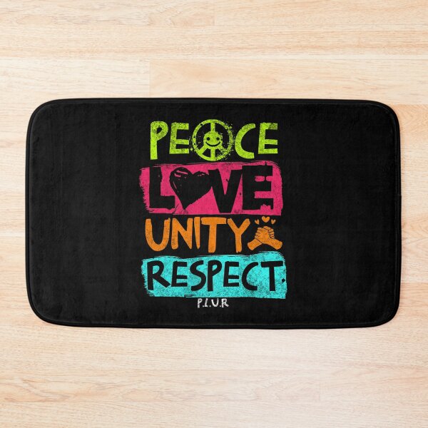 Aperçu de l'œuvre PLUR - Paix Amour Unité Respect 2 (citron vert/bleu) créée et vendue par Discothreadz.