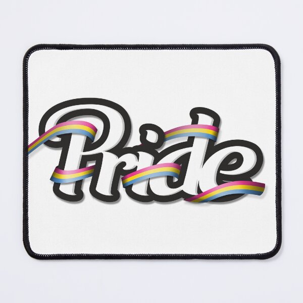 Item preview, Pansexual pride flag colored ribbon wrapped around the letters of the word PRIDE designed and sold by LiveLoudGraphic.