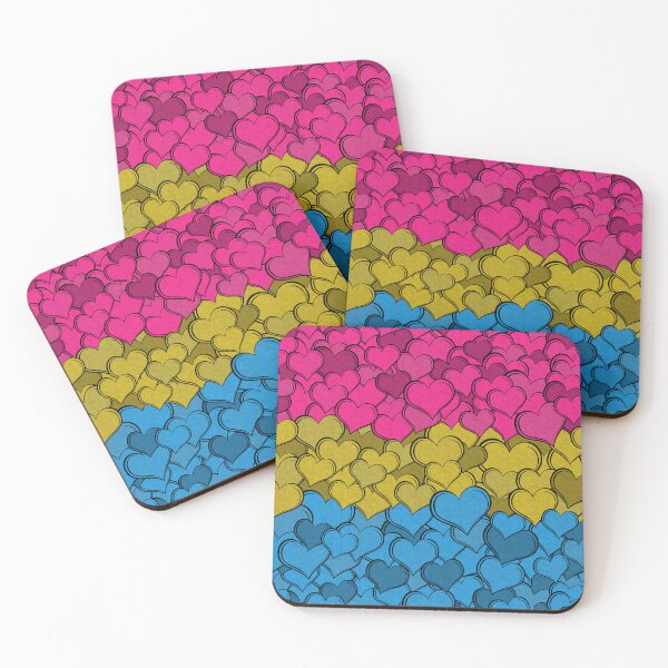 Item preview, Overlapping Hearts in Pansexual Pride Flag Colors designed and sold by LiveLoudGraphic.
