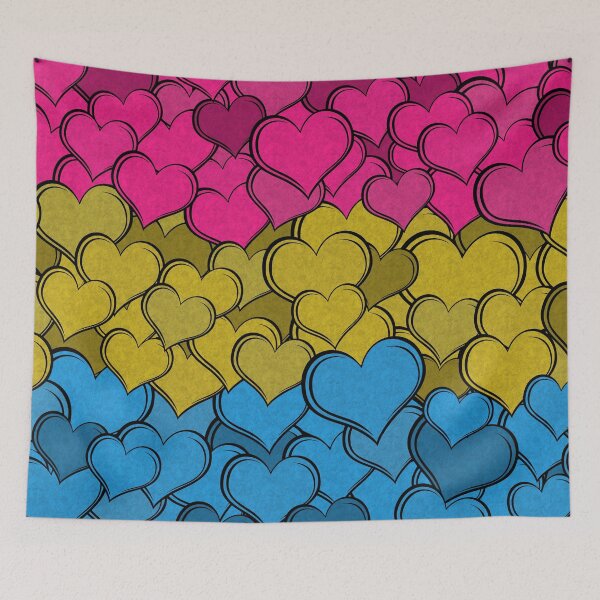 Item preview, Overlapping Hearts in Pansexual Pride Flag Colors designed and sold by LiveLoudGraphic.