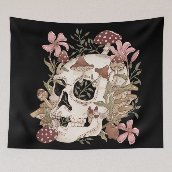 Item preview, Floral Mushroom Skull Gothic Cottagecore designed and sold by StudioFloraLuna.