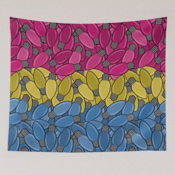 Item preview, Overlapping Christmas Lights in Pansexual Pride Flag Colors designed and sold by LiveLoudGraphic.