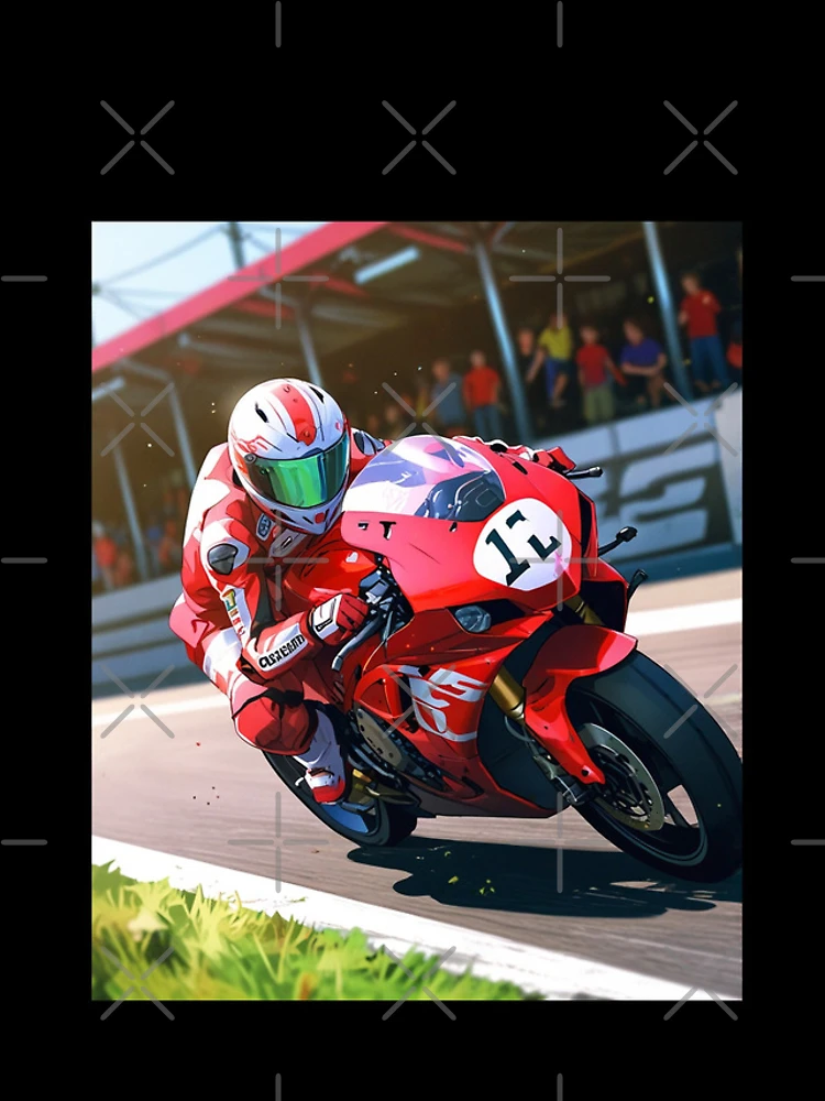 Thumbnail 4 of 4, iPhone Case, Red Fairing Superbike Racetrack Grid Racing Graphic Rider designed and sold by Moto Graphix.