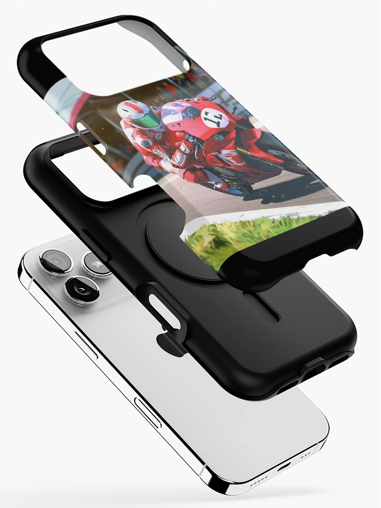 Thumbnail 2 of 4, iPhone Case, Red Fairing Superbike Racetrack Grid Racing Graphic Rider designed and sold by Moto Graphix.