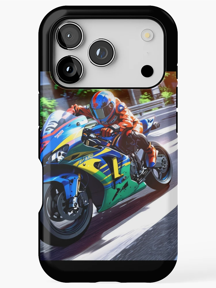 Thumbnail 1 of 4, iPhone Case, Chameleon Color Superbike Racetrack Grid Racing Graphic Rider designed and sold by Moto Graphix.