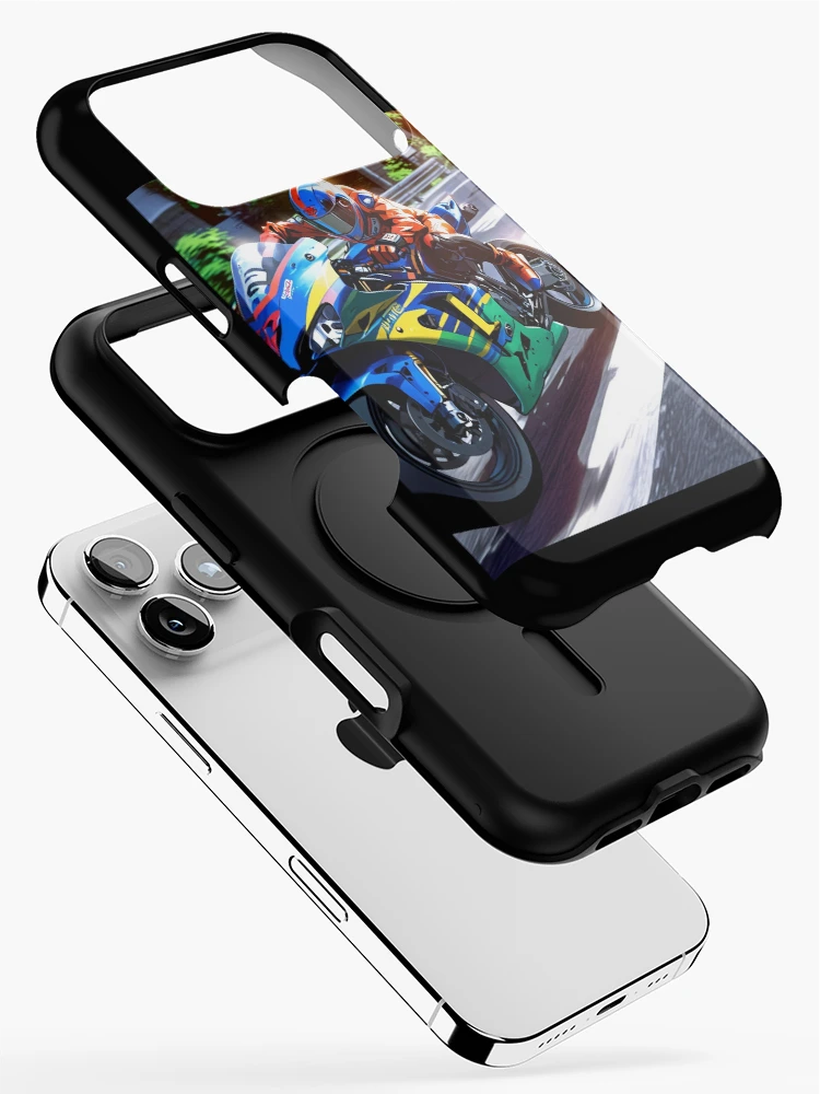 Thumbnail 2 of 4, iPhone Case, Chameleon Color Superbike Racetrack Grid Racing Graphic Rider designed and sold by Moto Graphix.