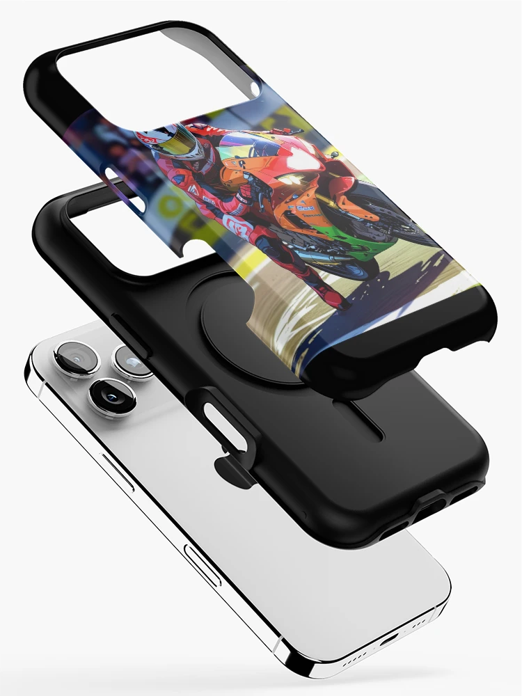 Thumbnail 2 of 4, iPhone Case, Leg Dangle Superbike Racetrack Grid Racing Graphic Rider designed and sold by Moto Graphix.
