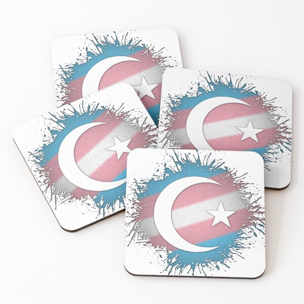 Item preview, Paint Splatter Transgender Pride Flag Star and Crescent Symbol designed and sold by LiveLoudGraphic.