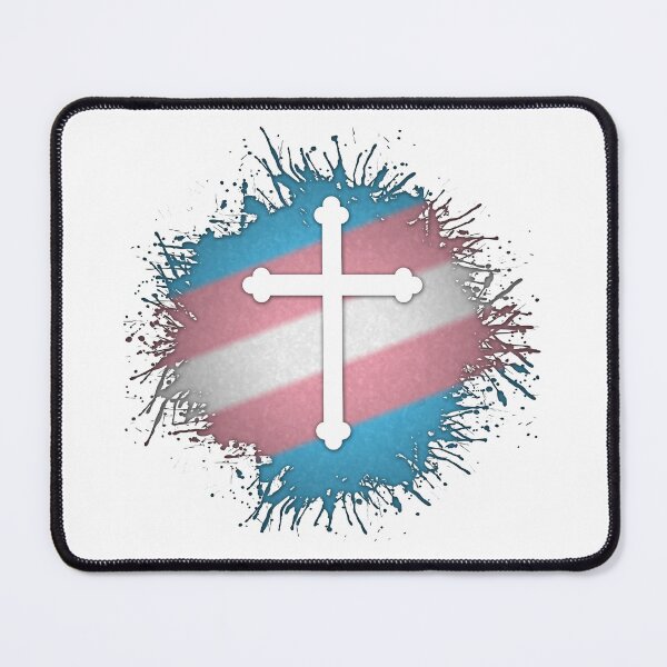 Item preview, Paint Splatter Transgender Pride Christian Cross Symbol designed and sold by LiveLoudGraphic.