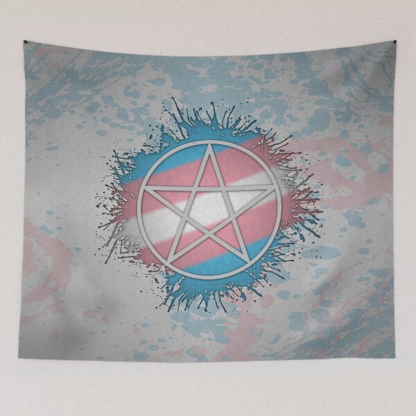 Item preview, Paint Splatter Transgender Pride Pentacle Symbol designed and sold by LiveLoudGraphic.