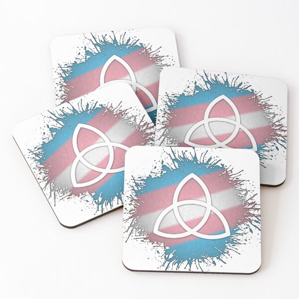 Artikelvorschau, Farbspritzer Transgender Pride Flag Triquetra Symbol entworfen und verkauft von LiveLoudGraphic.