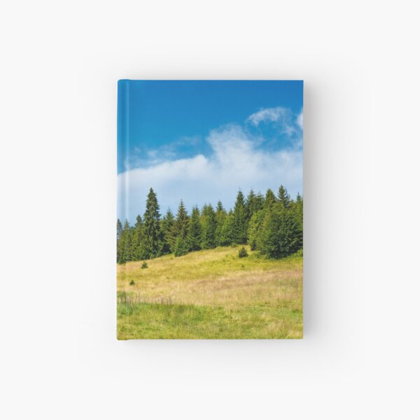 spruce forest on a grassy meadow Hardcover Journal