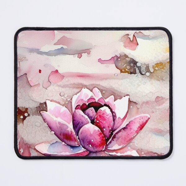 Item preview, red lotus water color painting in a pond designed and sold by subhashlimaye.