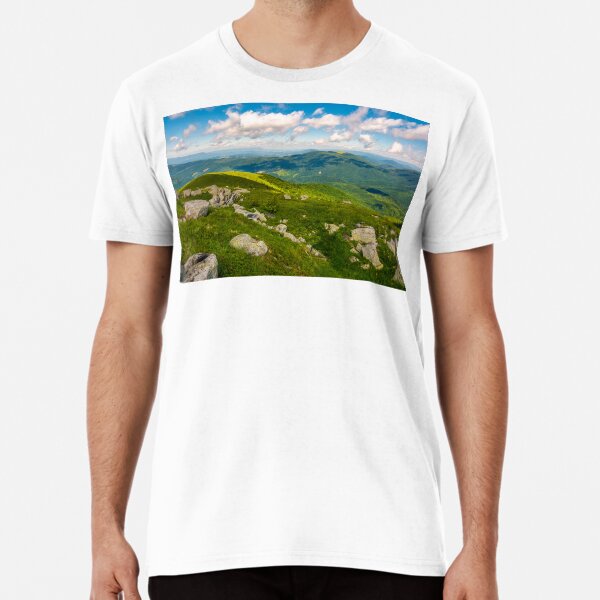 green rolling hills of Carpathian mountains Premium T-Shirt