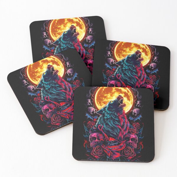 Item preview, Bloodmoon Howl – Gothic Wolf & Skull Design designed and sold by Wandering Threads.