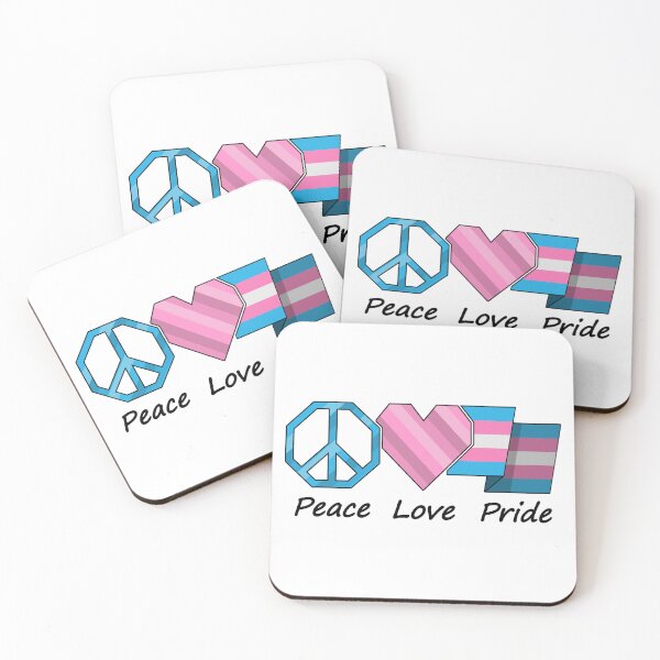 Item preview, Peace, Love, and Pride design in Transgender pride flag colors designed and sold by LiveLoudGraphic.