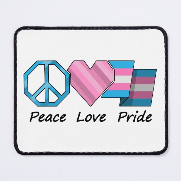 Item preview, Peace, Love, and Pride design in Transgender pride flag colors designed and sold by LiveLoudGraphic.