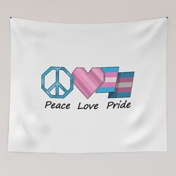 Item preview, Peace, Love, and Pride design in Transgender pride flag colors designed and sold by LiveLoudGraphic.