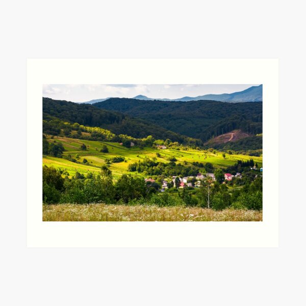 small Carpathian village in mountains Art Print