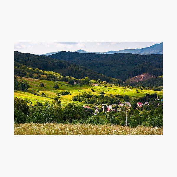 small Carpathian village in mountains Photographic Print
