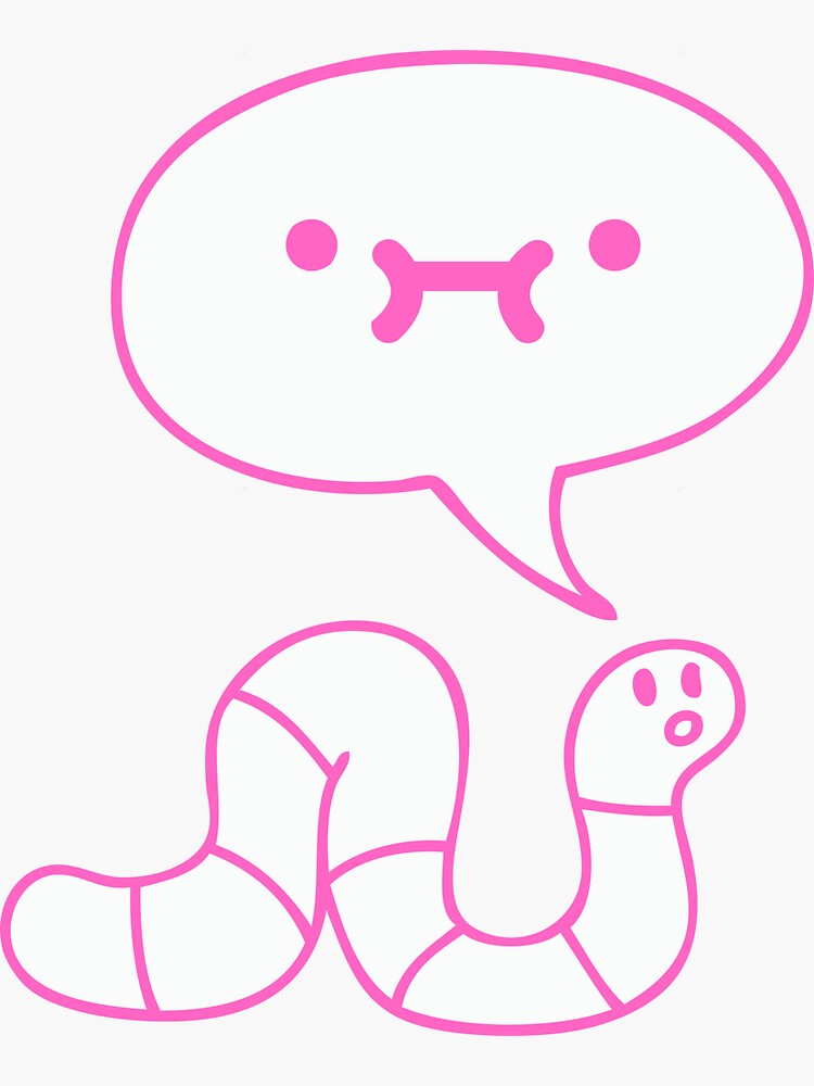 Thumbnail 3 of 3, Sticker, Worm tho (pink worm version) designed and sold by SeagullEatChip.