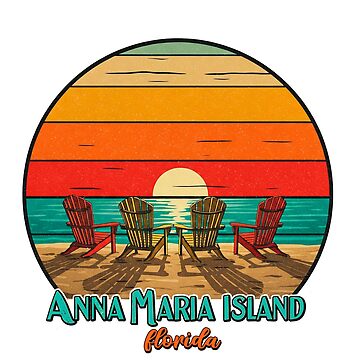 Artwork thumbnail, Retro Anna Maria Island Florida Sunset - Vintage Beach Chairs Art by Christy Mandeville