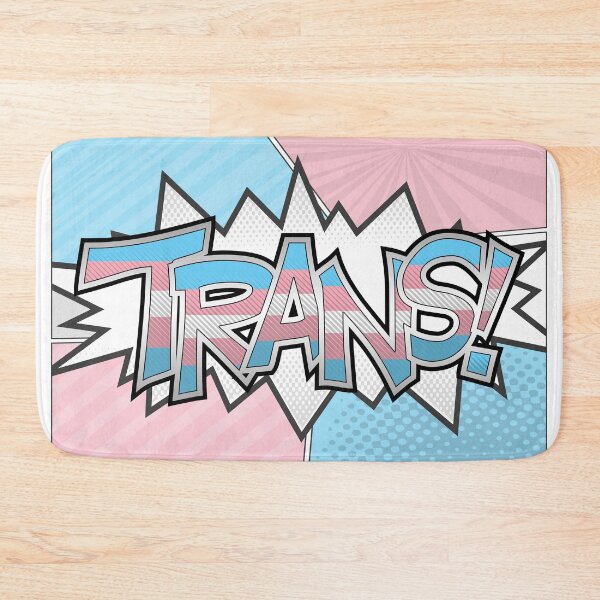 Item preview, Halftone Trans Pride Typography with Flag Background designed and sold by LiveLoudGraphic.