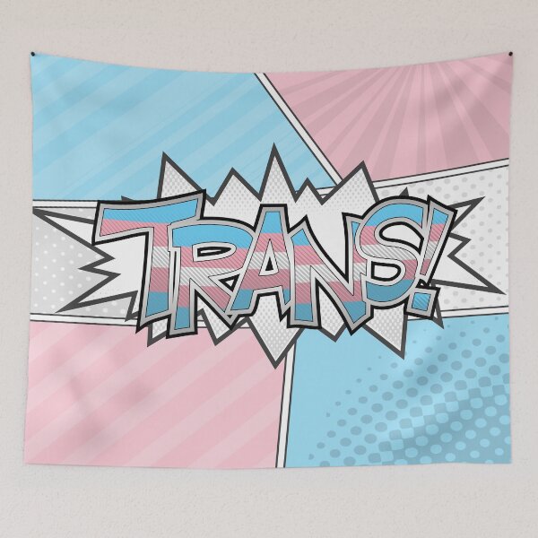 Item preview, Halftone Trans Pride Typography with Flag Background designed and sold by LiveLoudGraphic.