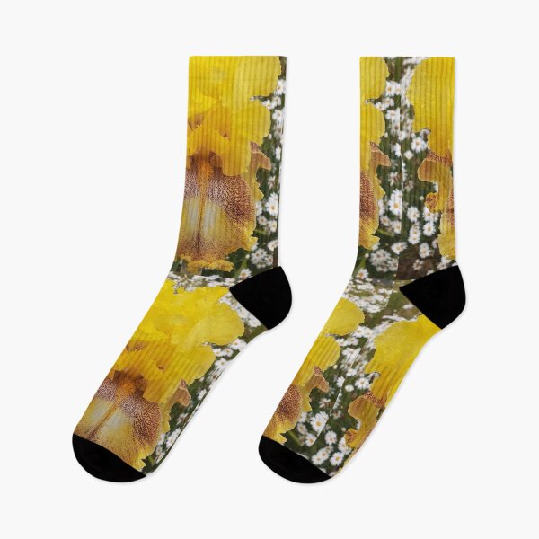 Item preview, Iris Flower Yellow Brown and Daisies - Cinnamon Spice designed and sold by Sarah  Rajkotwala.
