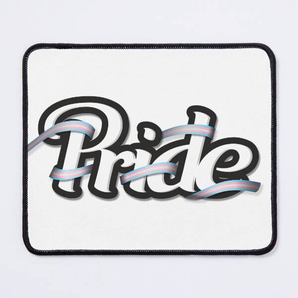 Item preview, Transgender pride flag colored ribbon wrapped around the letters of the word PRIDE designed and sold by LiveLoudGraphic.